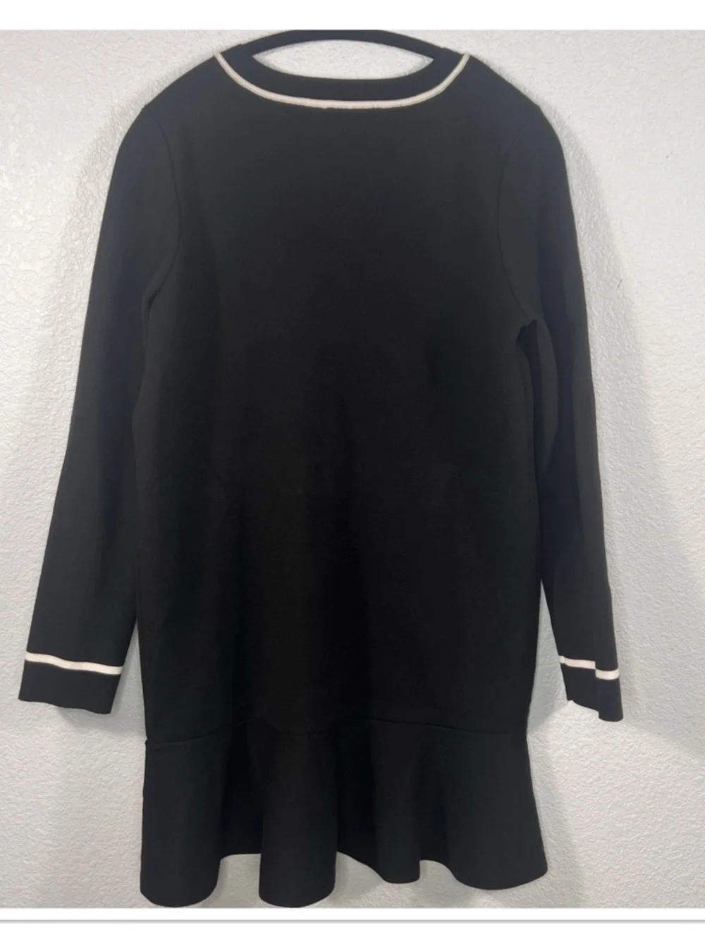 Endless Rose Black Long Sleeve Button Up Knit Dress w/White Trim Sz S